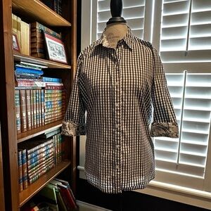 Alia Black and White Gingham Button Down Shirt